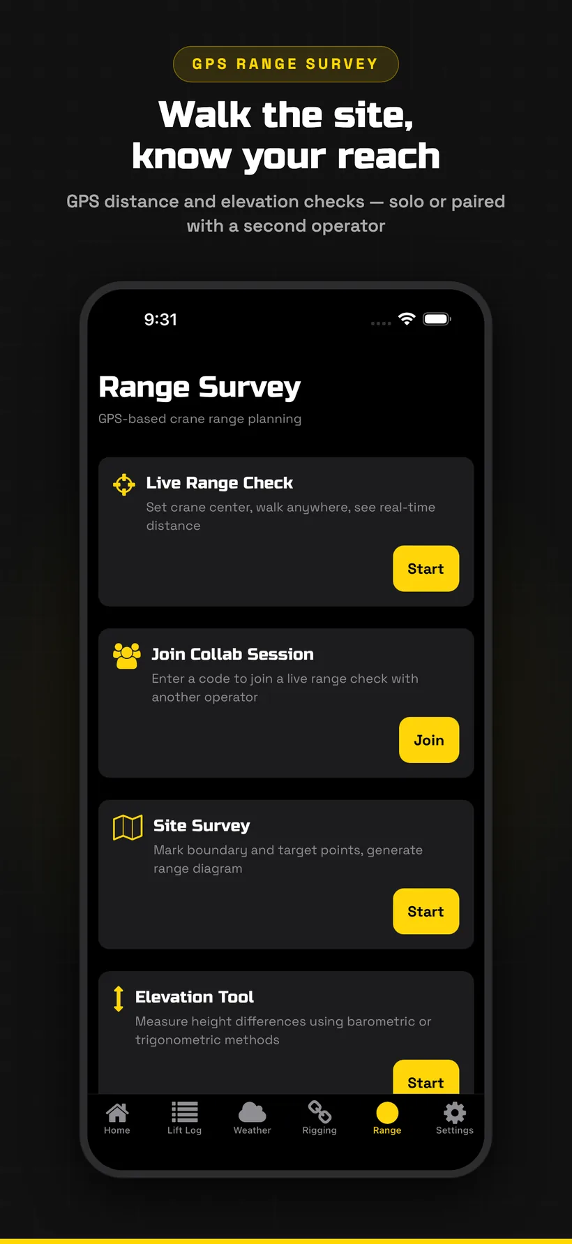 GPS range survey for site distance and elevation checks