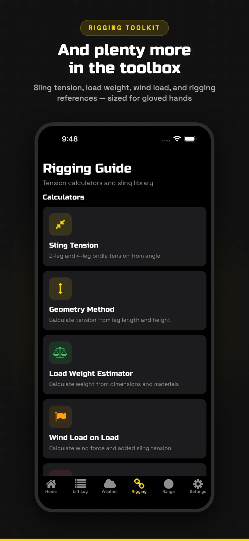 Rigging calculators and reference libraries